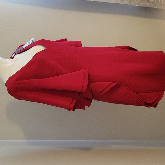 Halston Heritage V-Neck Flounce Sleeve Mini Dress - Picture 3 of 9